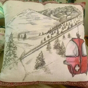 The Alpine Chalet Ski Tram Skiing Pillow